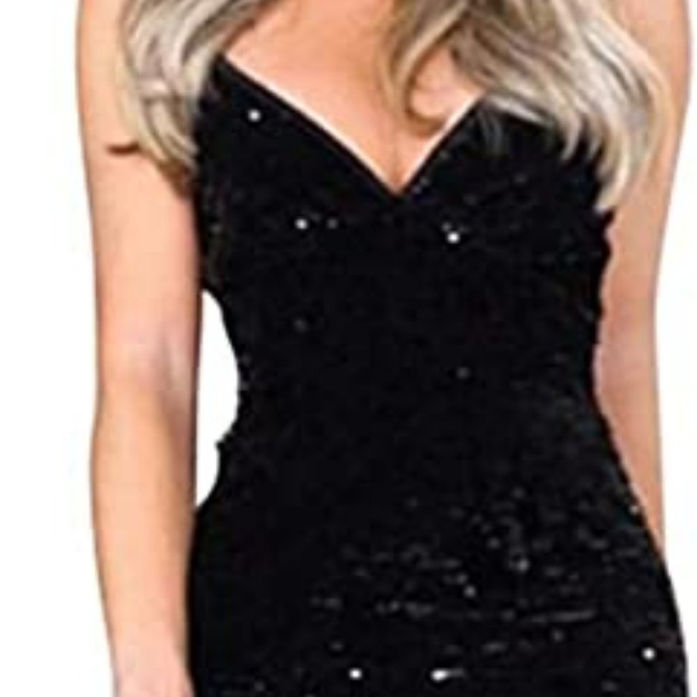 BerryGo Women's V Neck Bodycon Sequin Gown